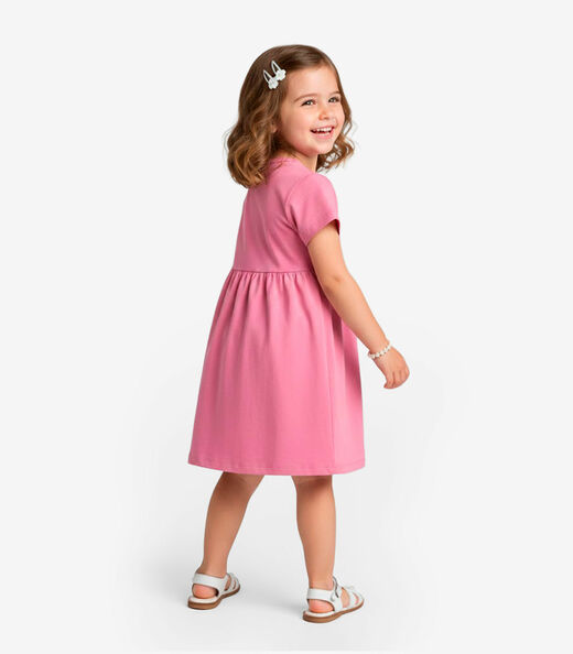Vestido Infantil em Molecotton Select Rosa