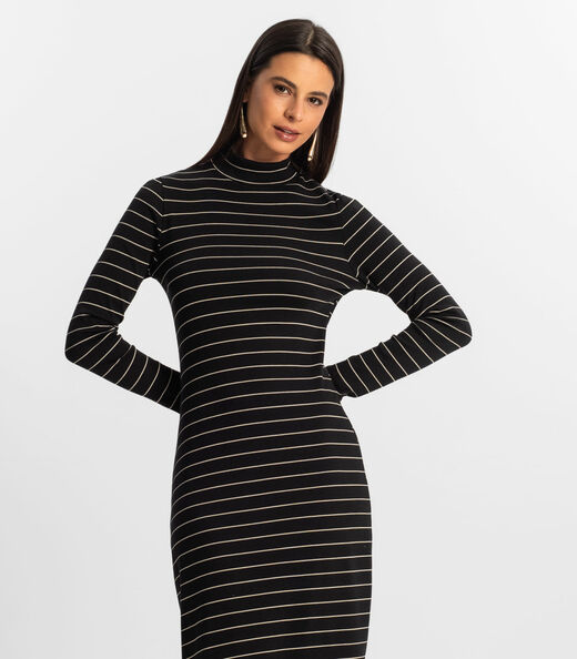 Vestido Midi Feminino Rovitex Preto