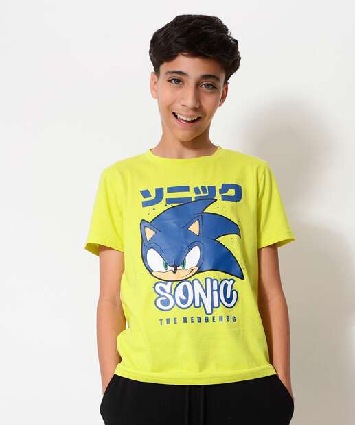 Camiseta Juvenil Estampada Sonic Tam 10 a 16