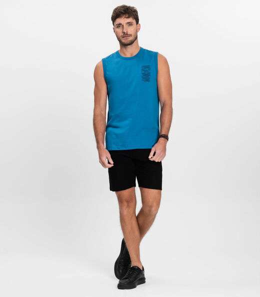 Regata Masculina Meia Malha Diametro Azul