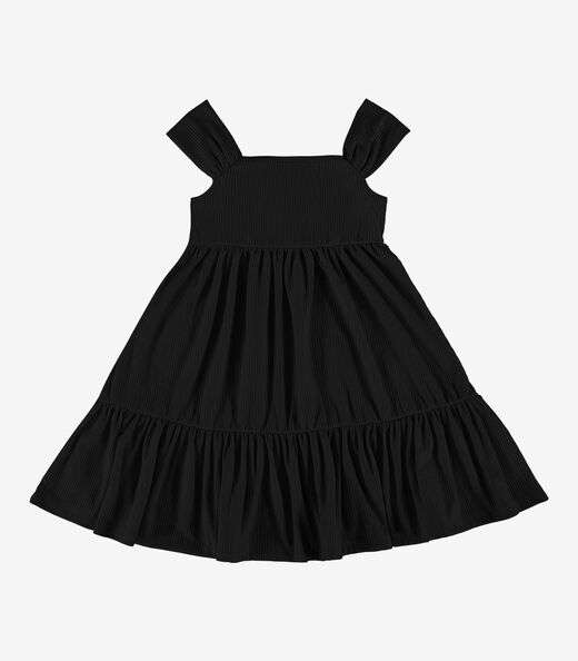 Vestido Infantil Canelado Rovi Kids Preto