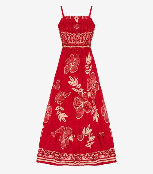 Vestido Longo Feminino Lastex Estampado Select Vermelho