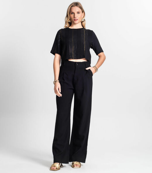 Blusa Manga Curta Feminina Endless Preto