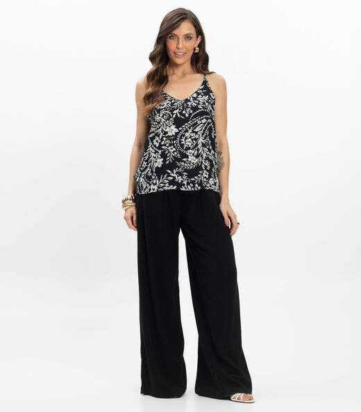 Blusa de Alça Viscose Khyara Feminina Endless Preto