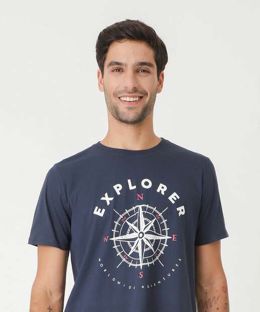 Camiseta Masculina Estampa Bússola MR