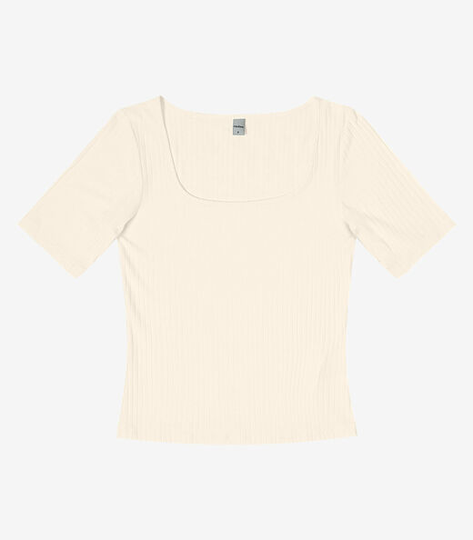 Blusa em Ribana Canelada Rovitex Bege