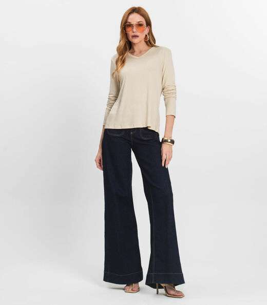 Blusa Manga Longa Select Bege