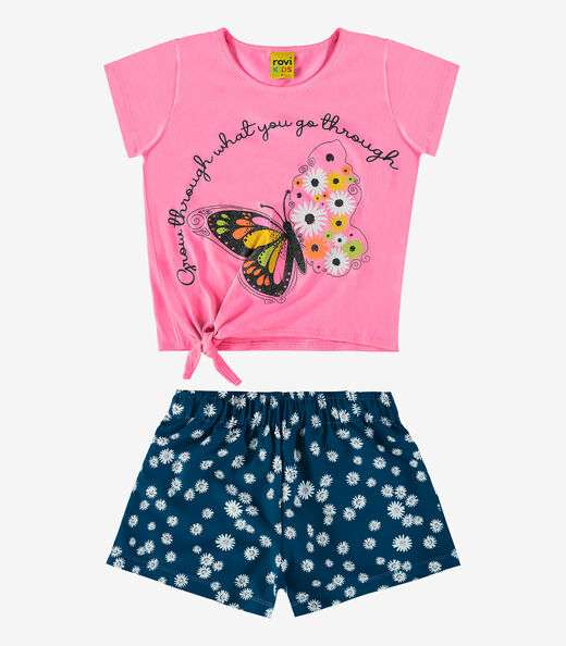 Conjunto Blusa com Shorts Rovi Kids Rosa