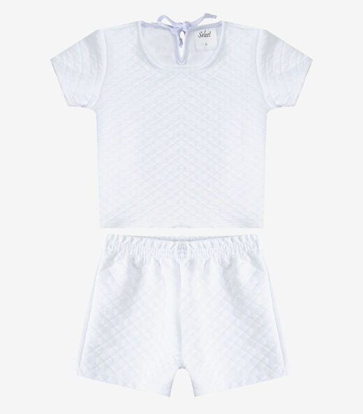 Conjunto Infantil Feminino Blusa E Shorts Select Branco