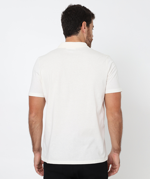 Polo Masculina Manga Curta Básica MR Off White