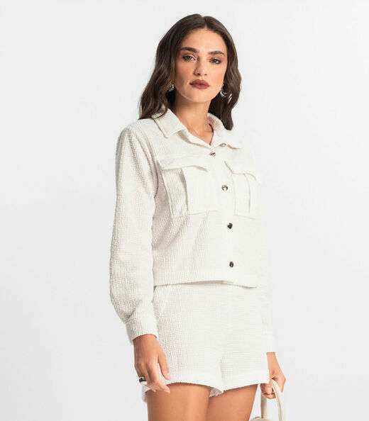 Casaco Feminino De Tweed Shine Endless Branco