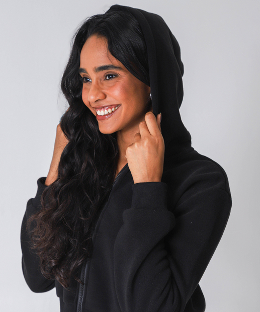 Casaco Feminino Cropped Moletom Flanelado Marisa Preto