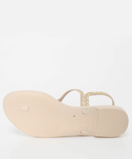 Sandália Feminina Rasteira Trabalhada Grendha Off White