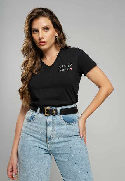 Image_T-Shirt Gola V Eis-me Aqui Preto Salvatore Fashion