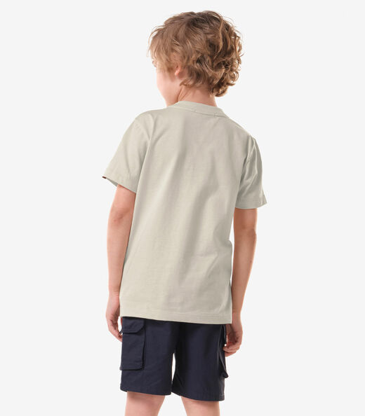 Conjunto Infantil Camiseta Com Bermuda Trick Nick Bege