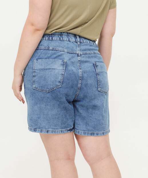 Short Plus Size Feminino Bolsos Ecxo Jeans