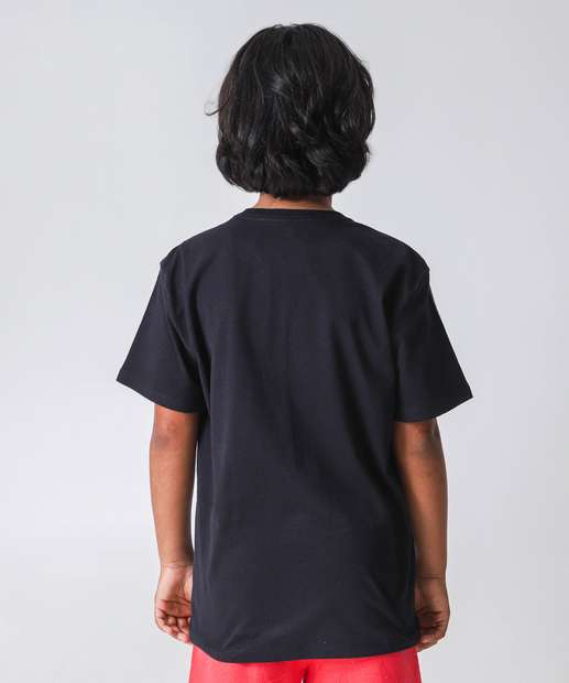 Camiseta Juvenil Estampada Nasa Tam 10 a 16 Preto