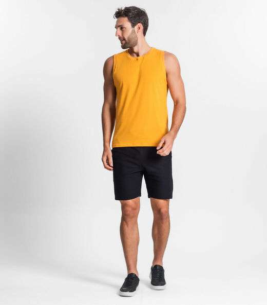 Regata Masculina Básica Meia Malha Diametro Amarelo