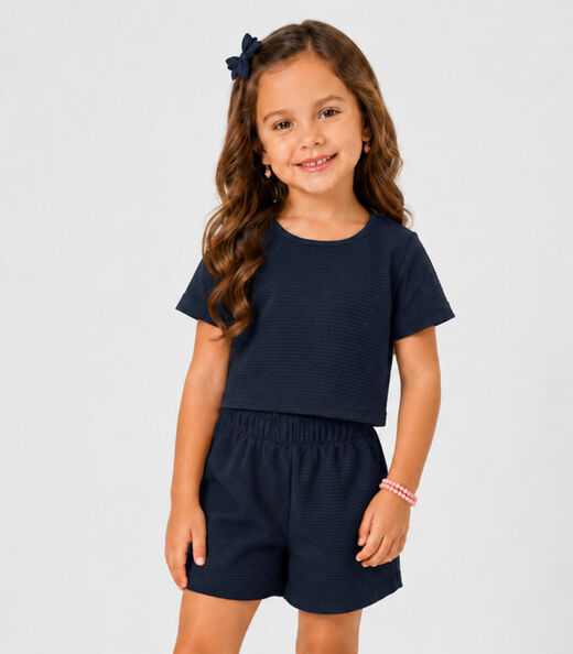 Image_Conjunto Infantil Feminino Blusa e Short Select Azul