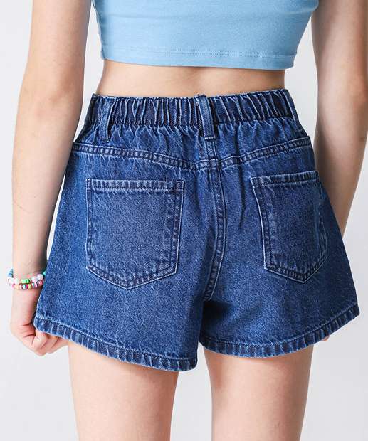 Short Saia Jeans Juvenil Pregas Marisa Tam 10 a 16