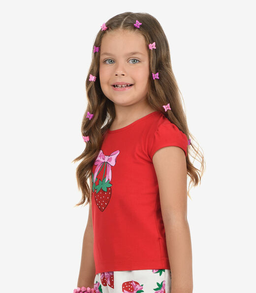 Conjunto Blusa com Shorts Menina Rovi Kids Vermelho
