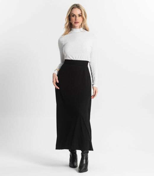 Saia Midi Feminina Select Preto