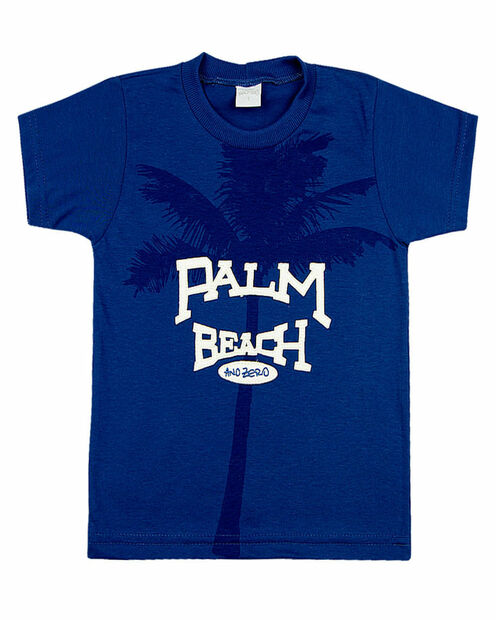 Camiseta Infantil Meia Malha Palm Beach - Azul Jeans