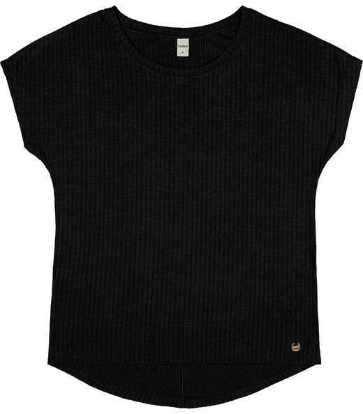 Blusa Feminina Ribana Canelada Básica Rovitex Preto
