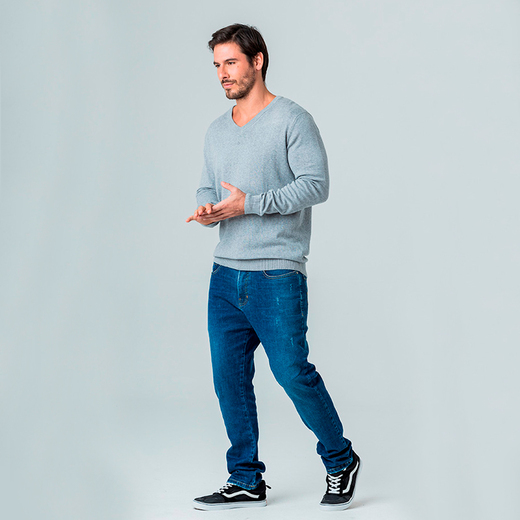 Suéter Pulôver de Tricot Gola em V Rock e Soda