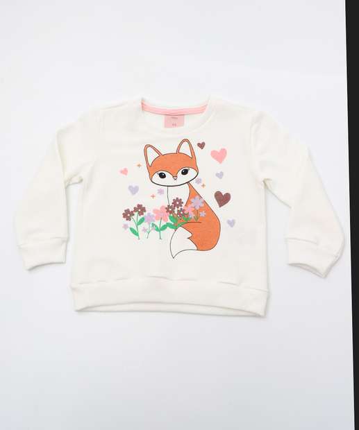 Conjunto Moletom Infantil Raposa Marisa Tam 1 a 3 Off White