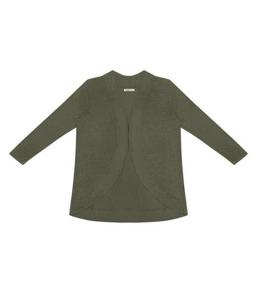 Cardigan Plus Size Em Ribana Canelada Secret Glam Verde