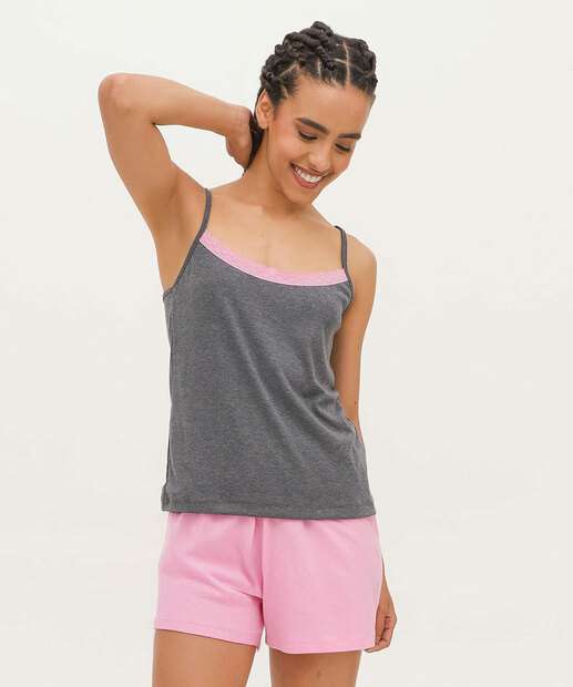 Pijama Feminino Recorte Alças Finas Marisa