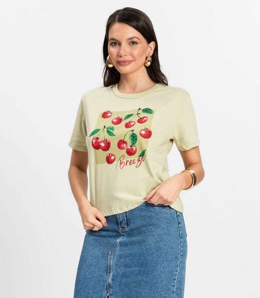 Image_Camiseta Manga Curta Feminina Meia Malha Rovitex Verde