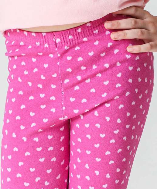 Calça Infantil Legging Corações Marisa Tam 4 a 10 Rosa