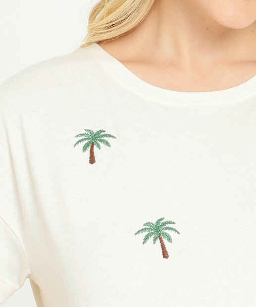 Blusa Feminina Bordado Coqueiros Manga Curta Marisa