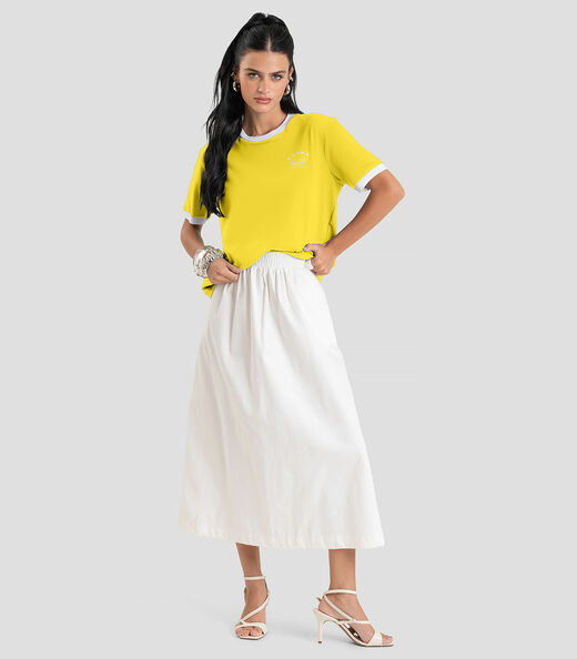 Camiseta Feminina em Meia Malha Brasil Dianna Amarelo