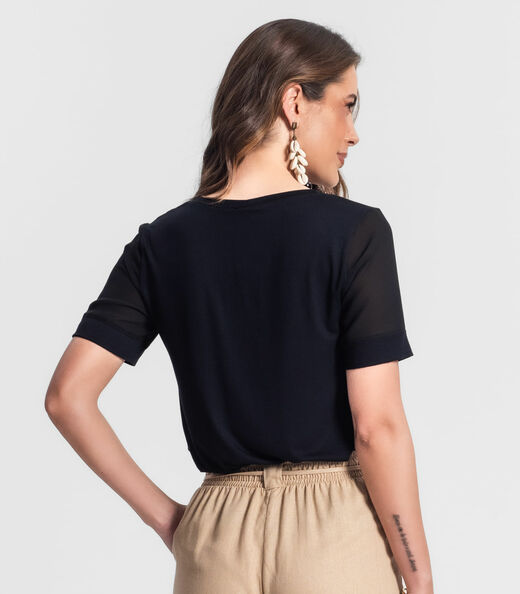 Blusa Feminina Manga Curta Rovitex Preto