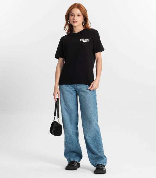 T-Shirt Juvenil Feminina Minty Preto