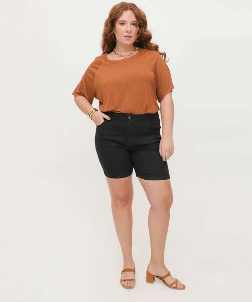 Bermuda Plus Size Feminina Jeans Cintura Alta