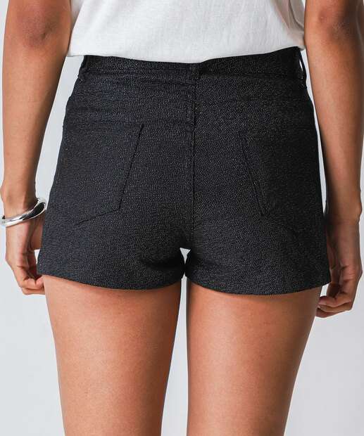 Short Boyfriend Sarja Feminino Lurex Zune Jeans Preto