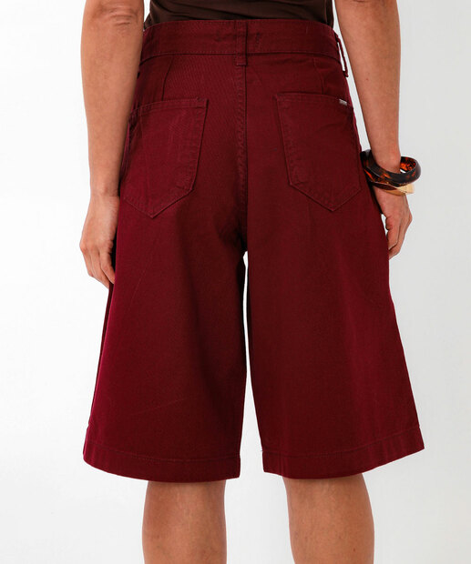 Bermuda Jorts Feminina Sarja Bolsos Zune Jeans Vinho