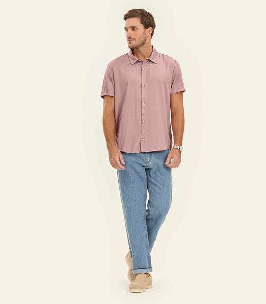 Camisa em Viscose Sarjada Masculina Diametro Rosa