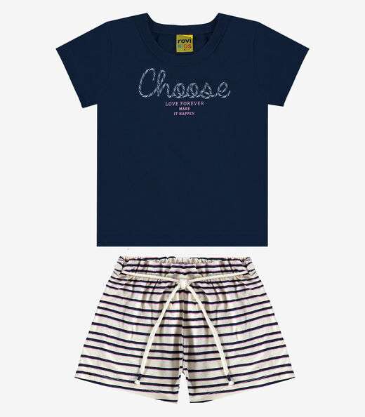 Conjunto Infantil Blusa Com Shorts Rovi Kids Azul
