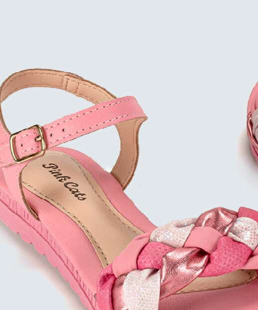Sandália Infantil Tiras Trançadas Pink Cats 