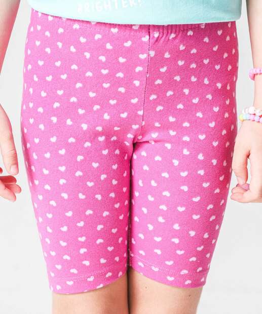Bermuda Infantil Ciclista Corações Marisa Tam 4 a 10 Rosa