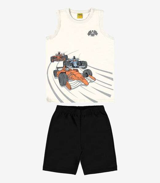 Conjunto Infantil Regata Com Bermuda Rovi Kids Bege
