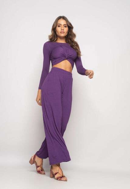 Image_Conjunto Cropped Nó e Wide Leg Manga Longa Malha Roxo Salvatore