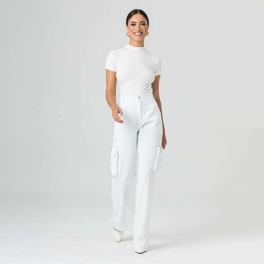 Image_Calça Cargo Sarja Feminina Branca Disparate