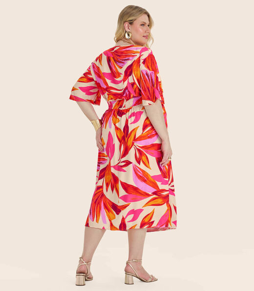 Saia Midi Plus Size em Viscose Secret Glam Laranja