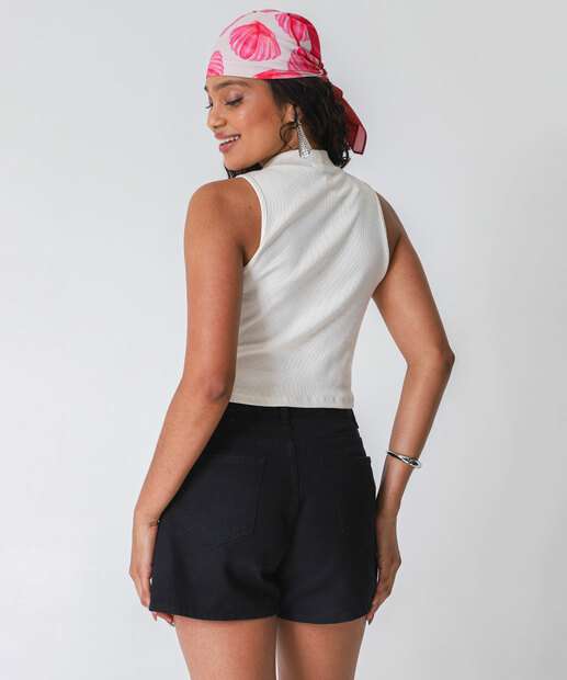 Short Saia Feminino Sarja Preto